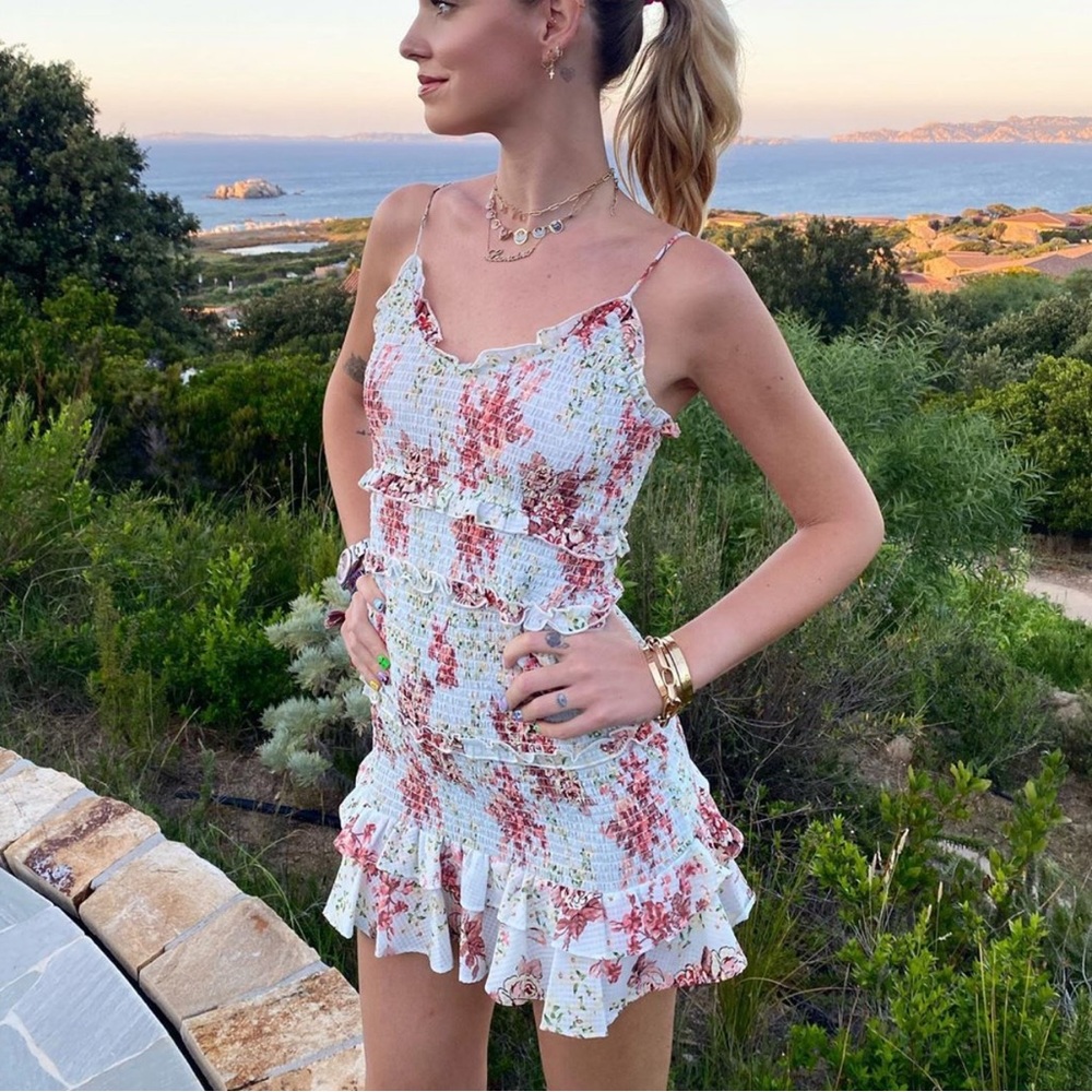 Zara floral bodycon ruffle dress